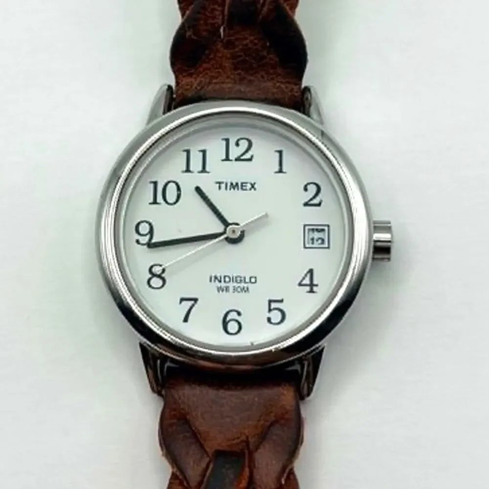 Silver & Brown Timex Watch